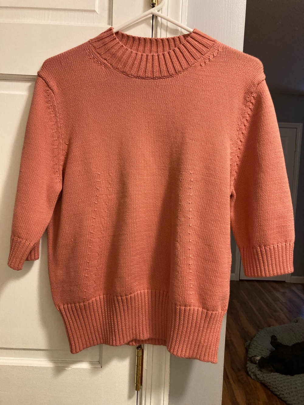 Ann Taylor Coral Crewneck Short-Sleeve Sweater